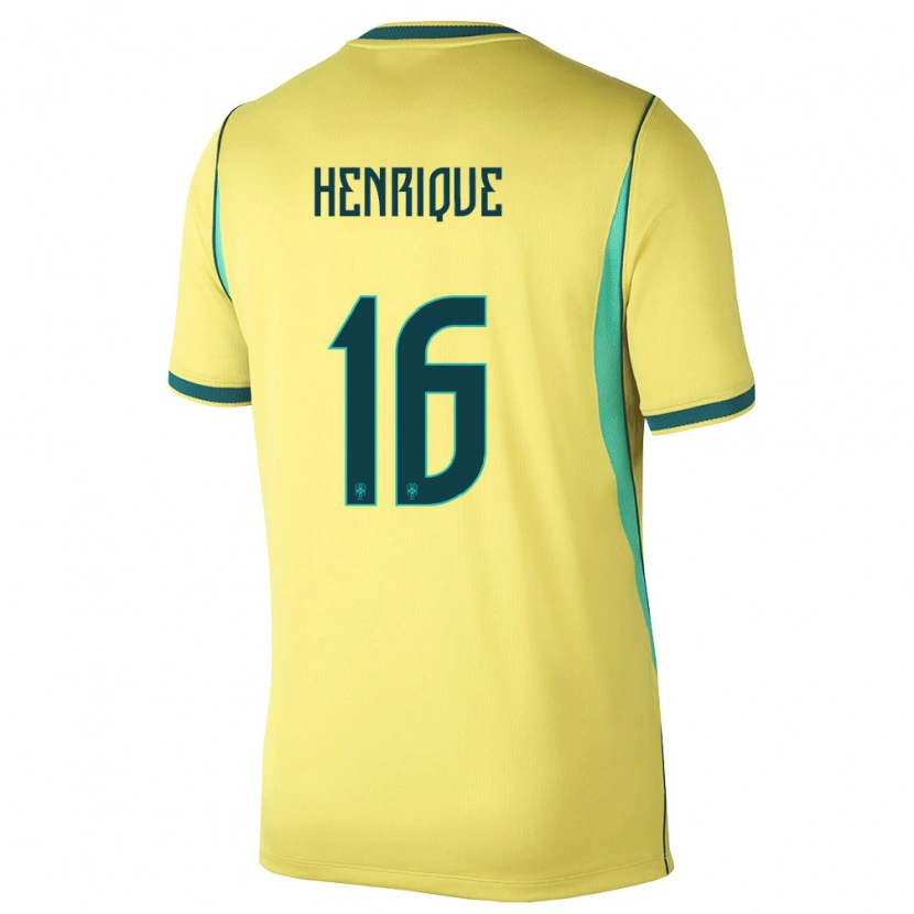 Danxen Men Brazil Caio Henrique #16 Yellow Green Home Jersey 26-28 T-Shirt