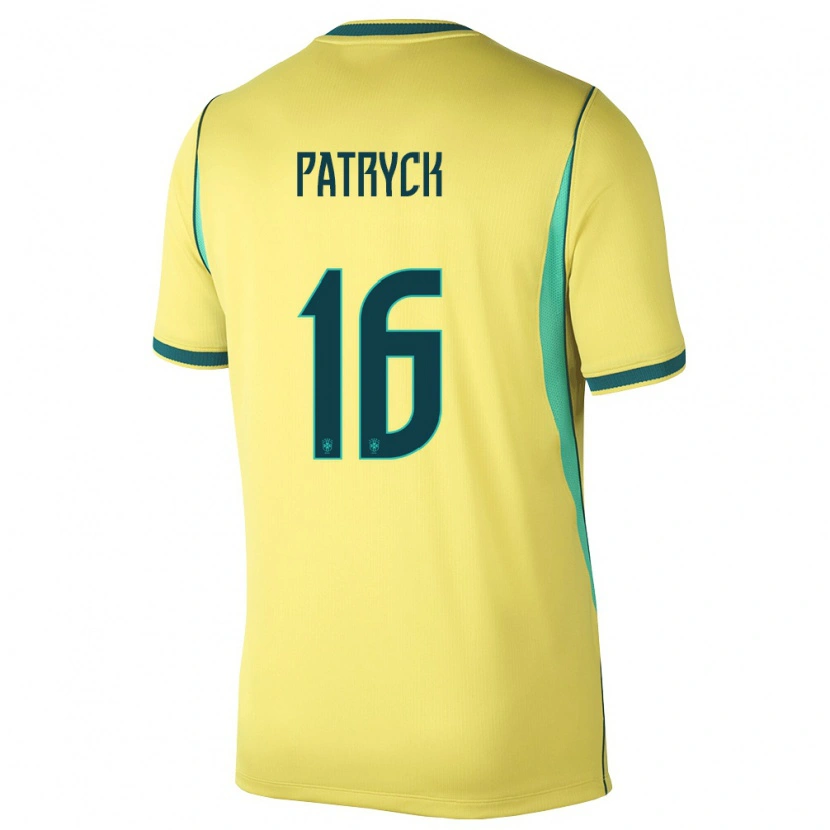 Danxen Men Brazil Patryck #16 Yellow Green Home Jersey 26-28 T-Shirt