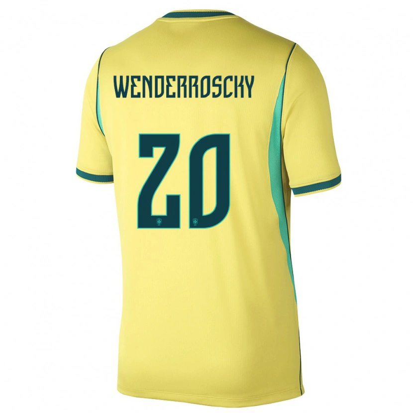 Danxen Men Brazil Arthur Wenderroscky #20 Yellow Green Home Jersey 26-28 T-Shirt