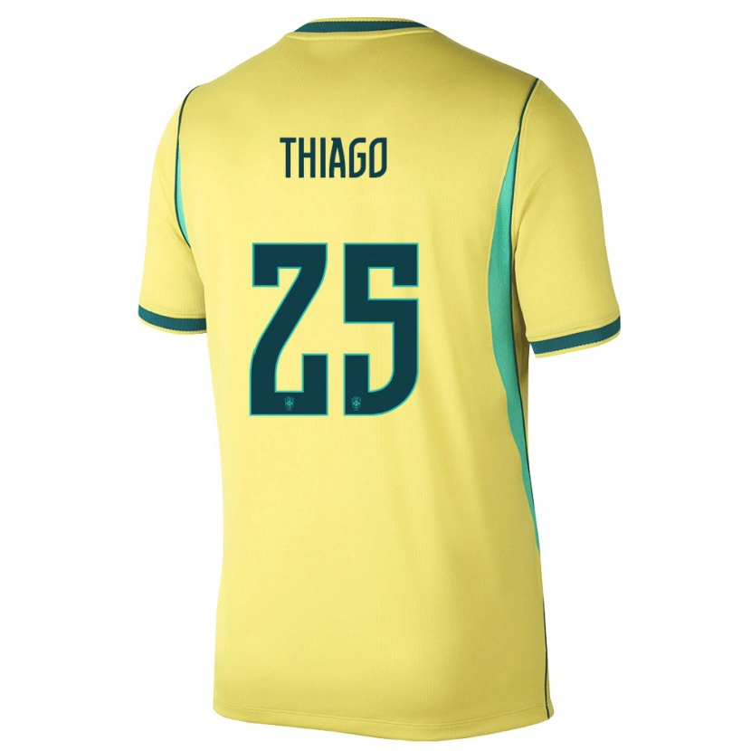 Danxen Men Brazil Igor Thiago #25 Yellow Green Home Jersey 26-28 T-Shirt