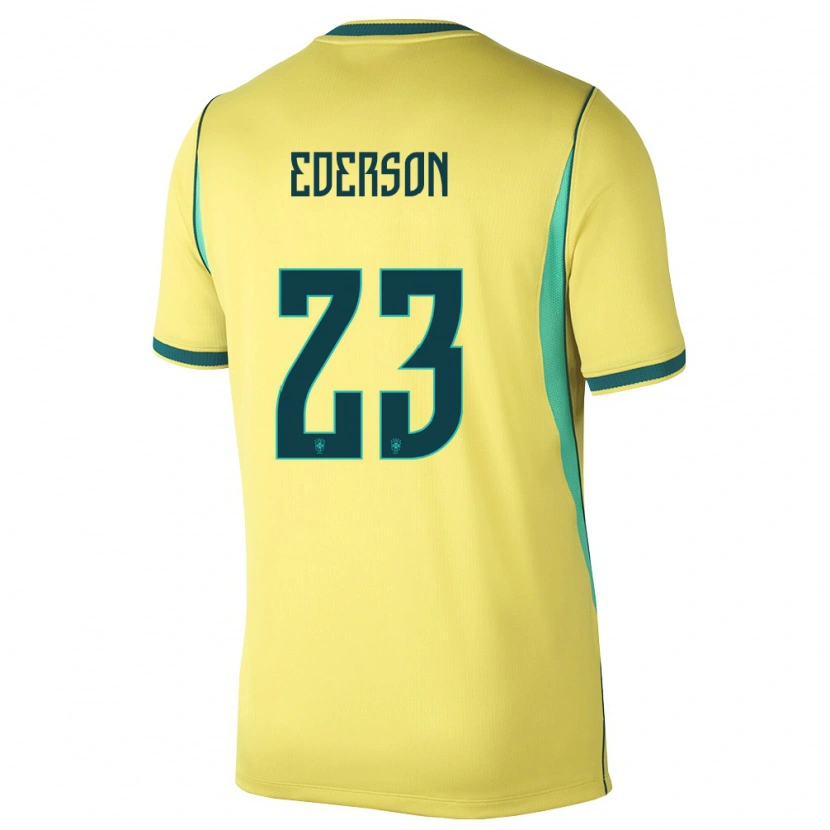 Danxen Men Brazil Ederson #23 Yellow Green Home Jersey 26-28 T-Shirt