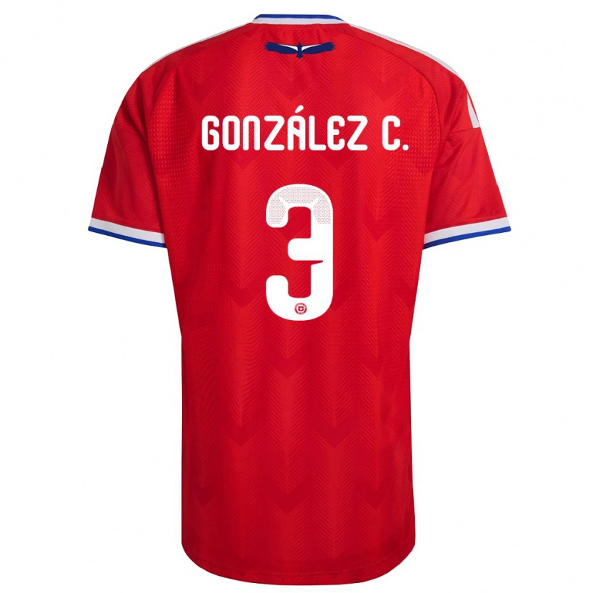 Danxen Men Chile Tomás González C. #3 Red White Blue Home Jersey 26-28 T-Shirt