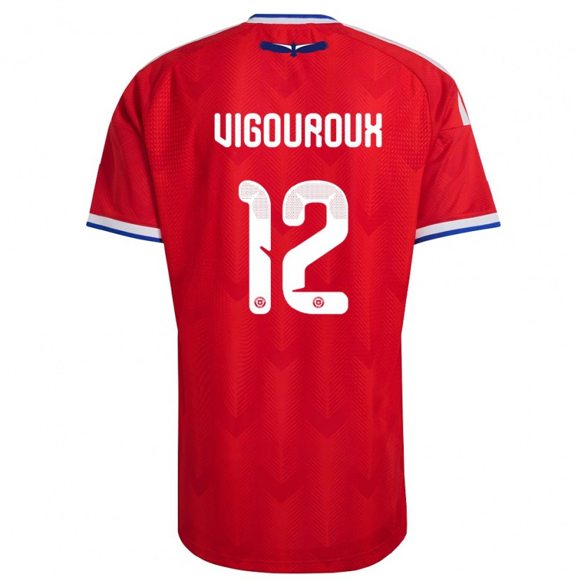 Danxen Men Chile Lawrence Vigouroux #12 Red White Blue Home Jersey 26-28 T-Shirt