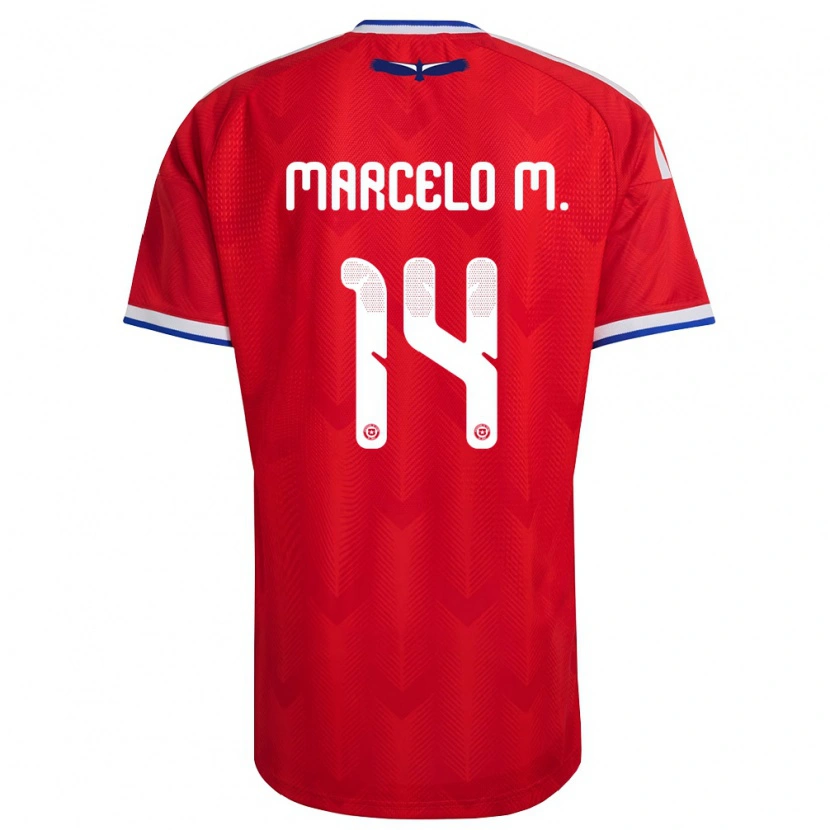 Danxen Men Chile Marcelo Morales #14 Red White Blue Home Jersey 26-28 T-Shirt