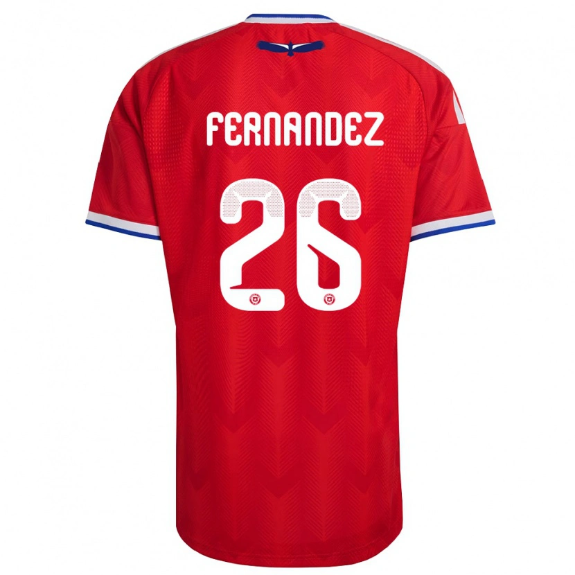 Danxen Men Chile Nicolás Fernández #26 Red White Blue Home Jersey 26-28 T-Shirt