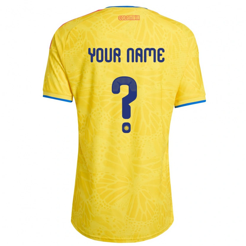 Danxen Men Colombia Your Name #0 Yellow Blue Red Home Jersey 26-28 T-Shirt