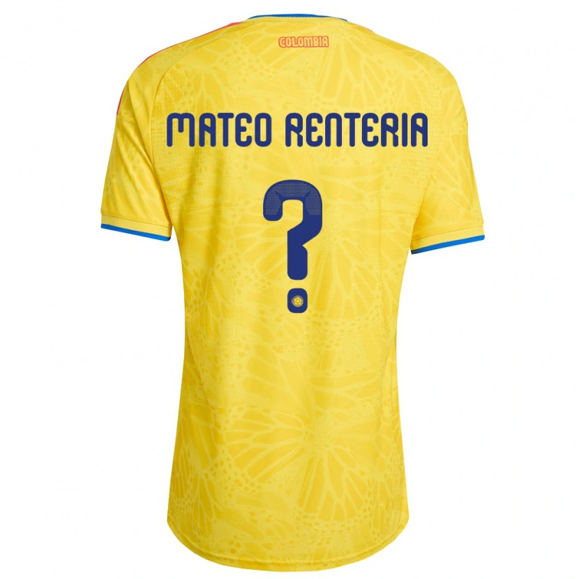Danxen Men Colombia Luis Mateo Renteria #0 Yellow Blue Red Home Jersey 26-28 T-Shirt