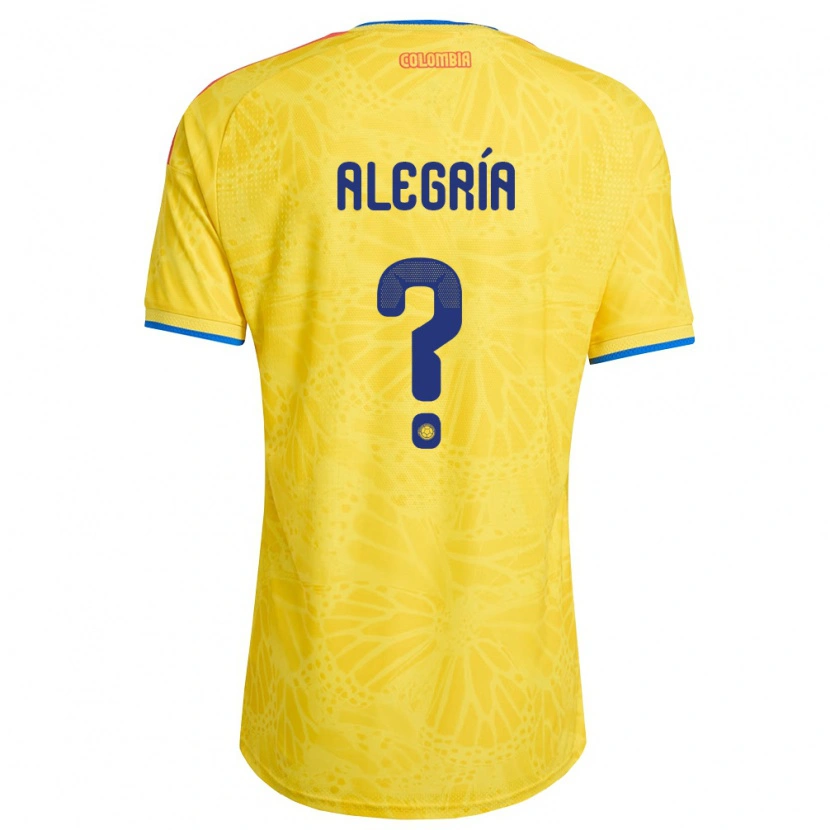 Danxen Men Colombia Juan Alegría #0 Yellow Blue Red Home Jersey 26-28 T-Shirt