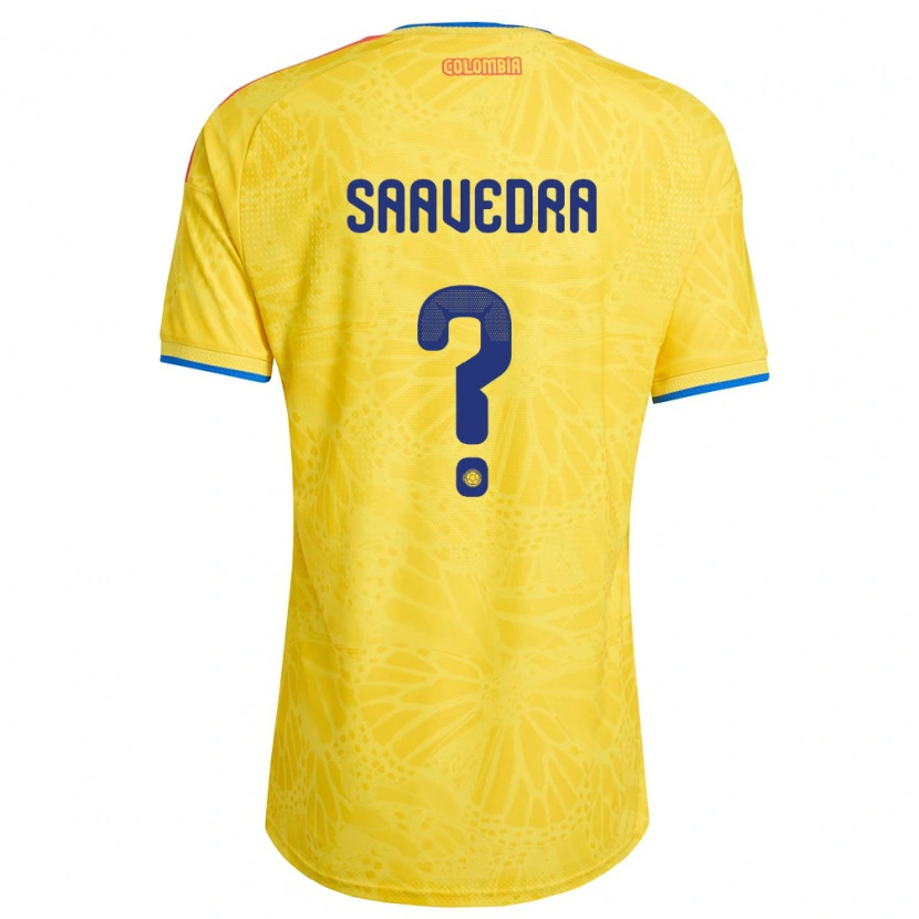 Danxen Men Colombia Gilberto Saavedra #0 Yellow Blue Red Home Jersey 26-28 T-Shirt