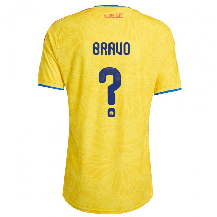 Danxen Men Colombia Pedro Bravo #0 Yellow Blue Red Home Jersey 26-28 T-Shirt