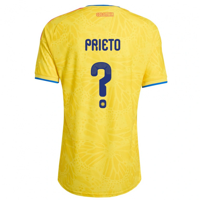 Danxen Men Colombia Dylan Prieto #0 Yellow Blue Red Home Jersey 26-28 T-Shirt