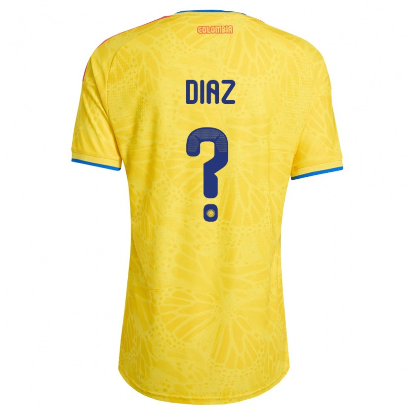Danxen Men Colombia Jesús Díaz #0 Yellow Blue Red Home Jersey 26-28 T-Shirt