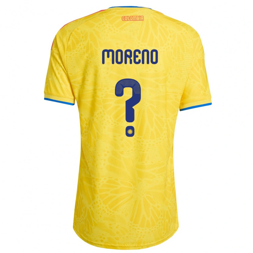 Danxen Men Colombia Freilin Moreno #0 Yellow Blue Red Home Jersey 26-28 T-Shirt