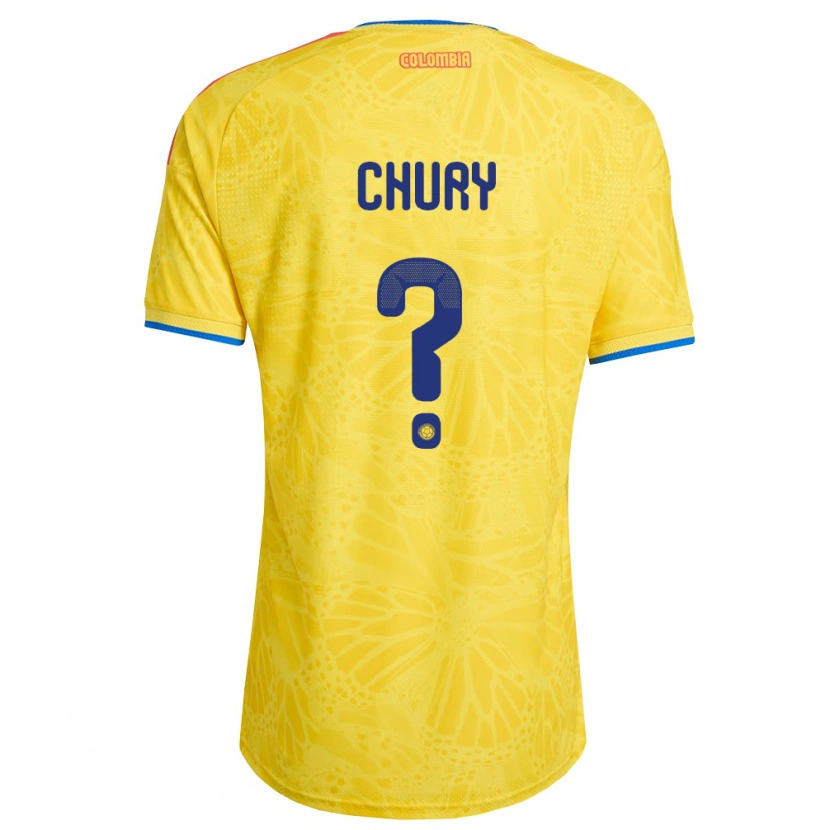 Danxen Men Colombia Brandon Chury #0 Yellow Blue Red Home Jersey 26-28 T-Shirt