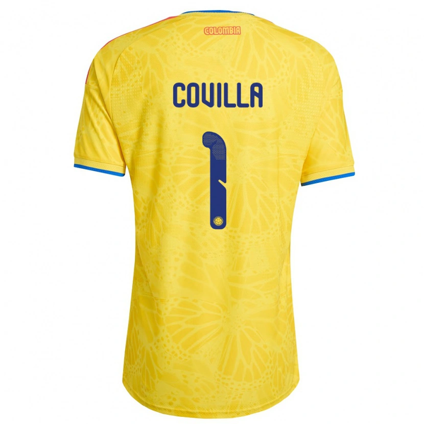Danxen Men Colombia Juan Covilla #1 Yellow Blue Red Home Jersey 26-28 T-Shirt