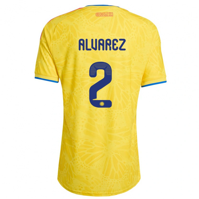 Danxen Men Colombia Mary Álvarez #2 Yellow Blue Red Home Jersey 26-28 T-Shirt