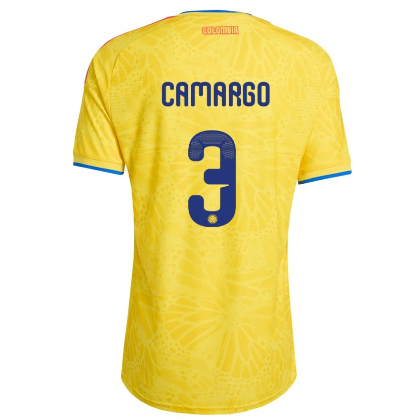 Danxen Men Colombia Andrés Camargo #3 Yellow Blue Red Home Jersey 26-28 T-Shirt