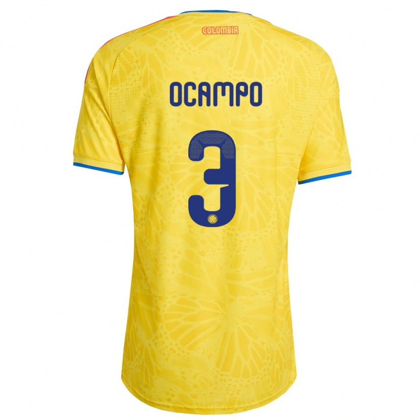 Danxen Men Colombia Édier Ocampo #3 Yellow Blue Red Home Jersey 26-28 T-Shirt