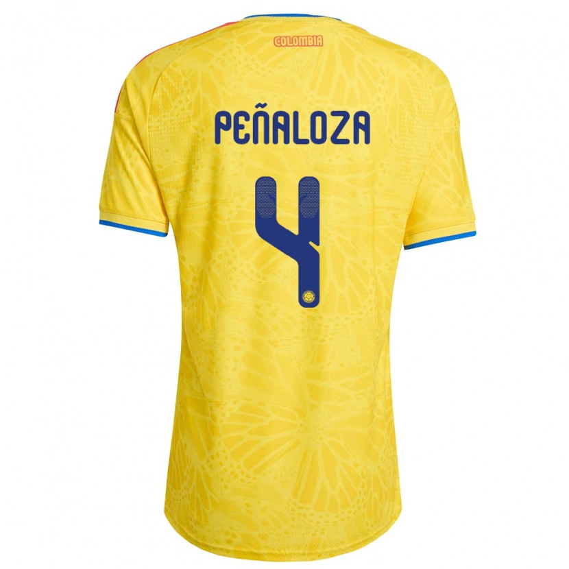Danxen Men Colombia Jesús Peñaloza #4 Yellow Blue Red Home Jersey 26-28 T-Shirt