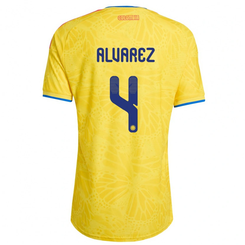Danxen Men Colombia Fernando Álvarez #4 Yellow Blue Red Home Jersey 26-28 T-Shirt