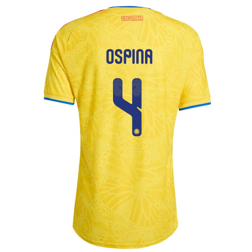 Danxen Men Colombia Diana Ospina #4 Yellow Blue Red Home Jersey 26-28 T-Shirt