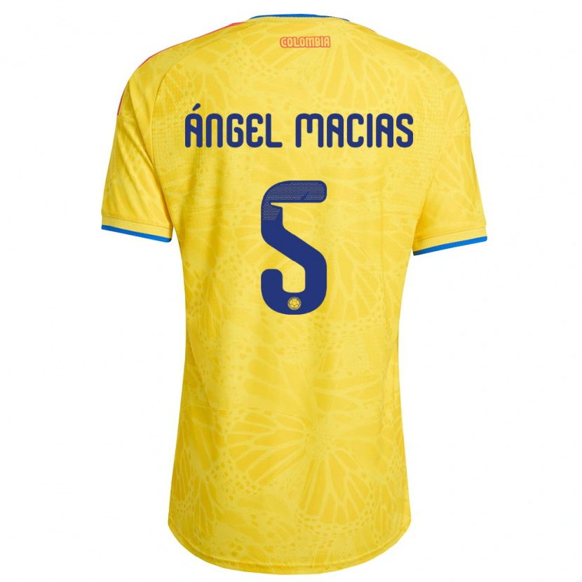 Danxen Men Colombia Criss Ángel Macias #5 Yellow Blue Red Home Jersey 26-28 T-Shirt