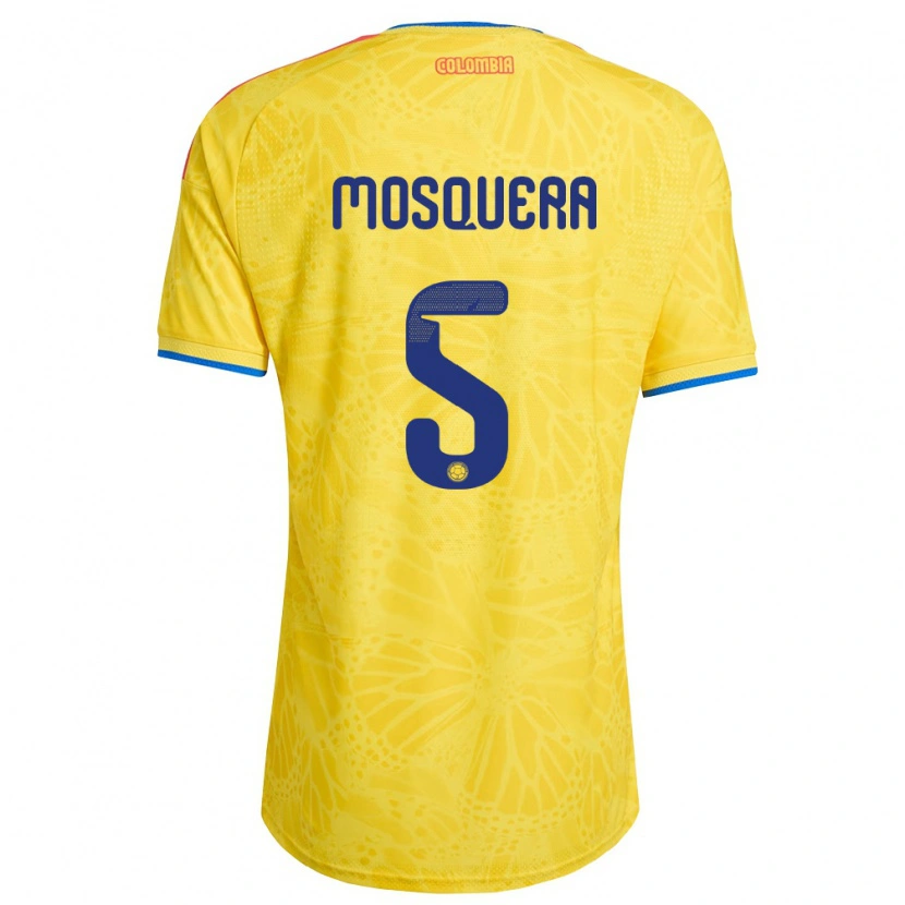 Danxen Men Colombia Adrían Mosquera #5 Yellow Blue Red Home Jersey 26-28 T-Shirt