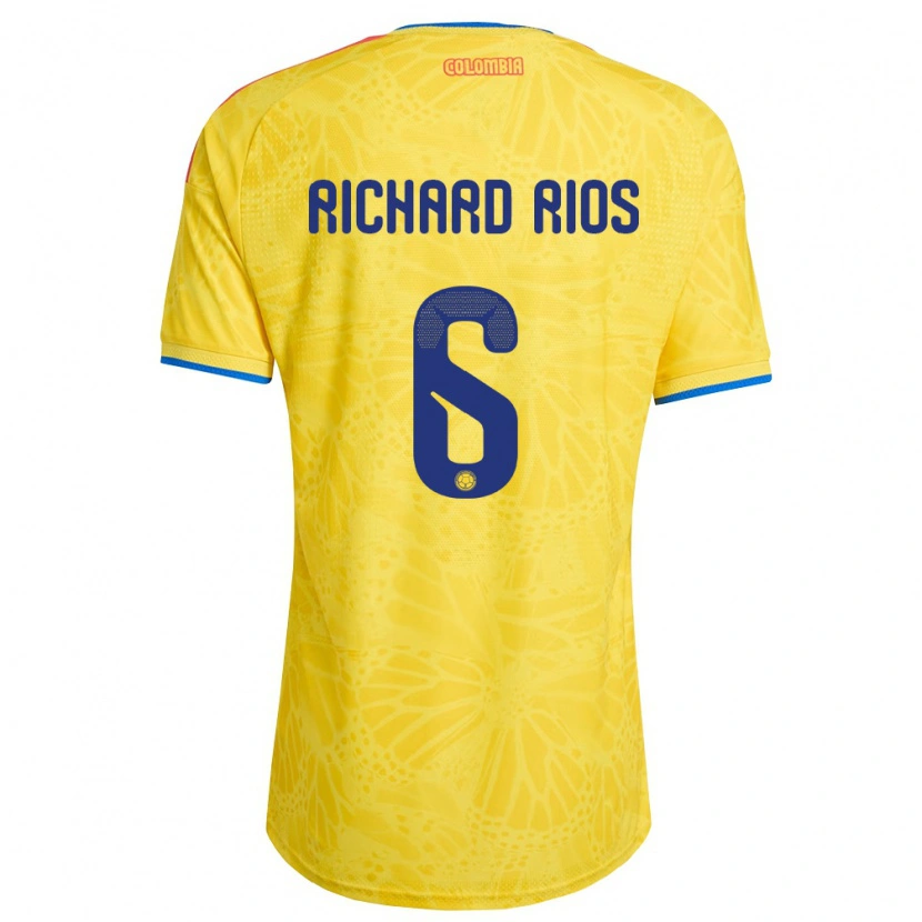 Danxen Men Colombia Richard Ríos #6 Yellow Blue Red Home Jersey 26-28 T-Shirt