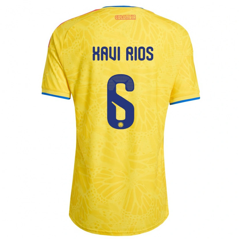 Danxen Men Colombia Xavi Ríos #6 Yellow Blue Red Home Jersey 26-28 T-Shirt