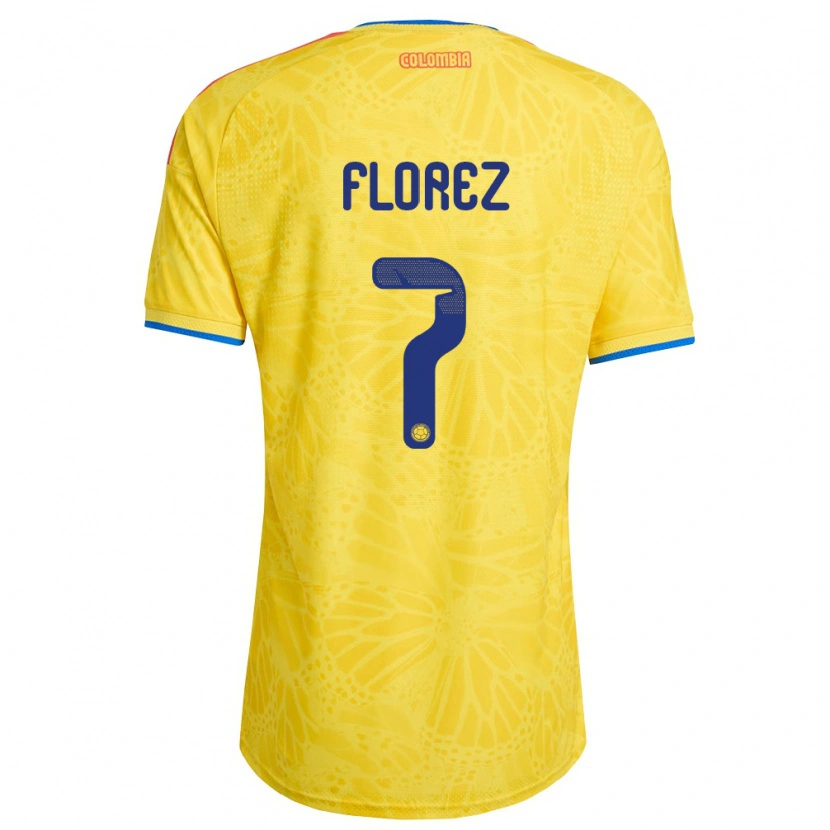 Danxen Men Colombia Cristian Florez #7 Yellow Blue Red Home Jersey 26-28 T-Shirt