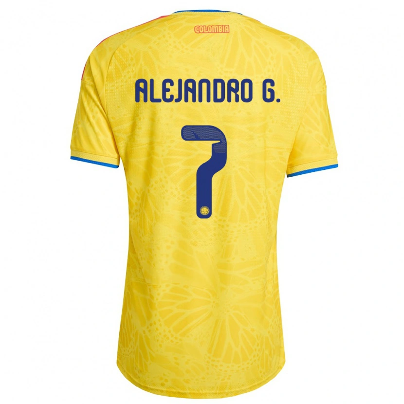 Danxen Men Colombia Alejandro García #7 Yellow Blue Red Home Jersey 26-28 T-Shirt