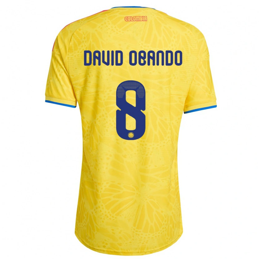 Danxen Men Colombia Juan David Obando #8 Yellow Blue Red Home Jersey 26-28 T-Shirt