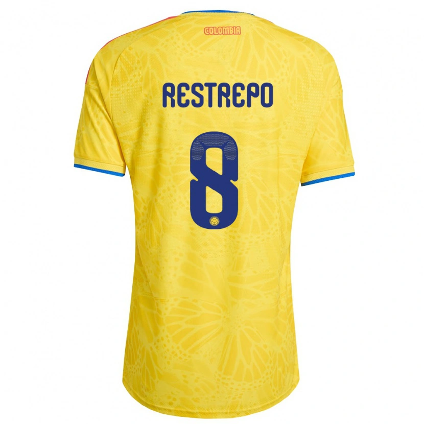Danxen Men Colombia Marcela Restrepo #8 Yellow Blue Red Home Jersey 26-28 T-Shirt