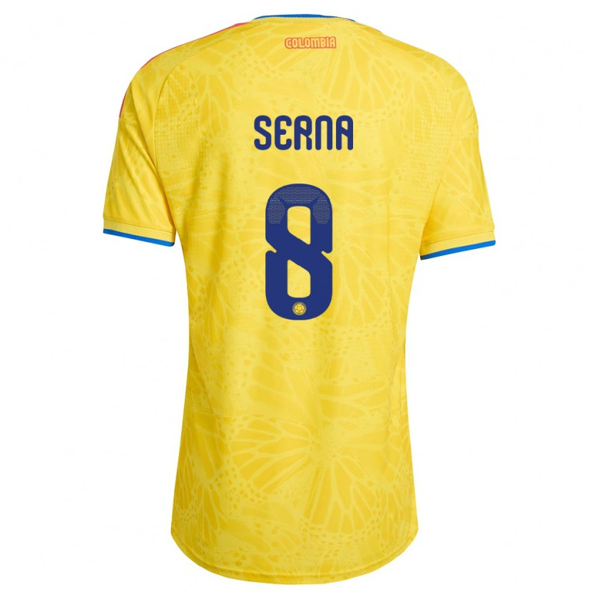 Danxen Men Colombia Liced Serna #8 Yellow Blue Red Home Jersey 26-28 T-Shirt