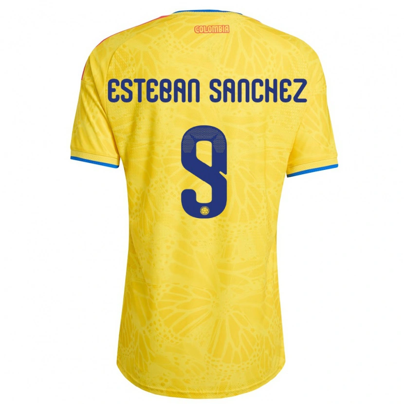 Danxen Men Colombia Juan Esteban Sánchez #9 Yellow Blue Red Home Jersey 26-28 T-Shirt