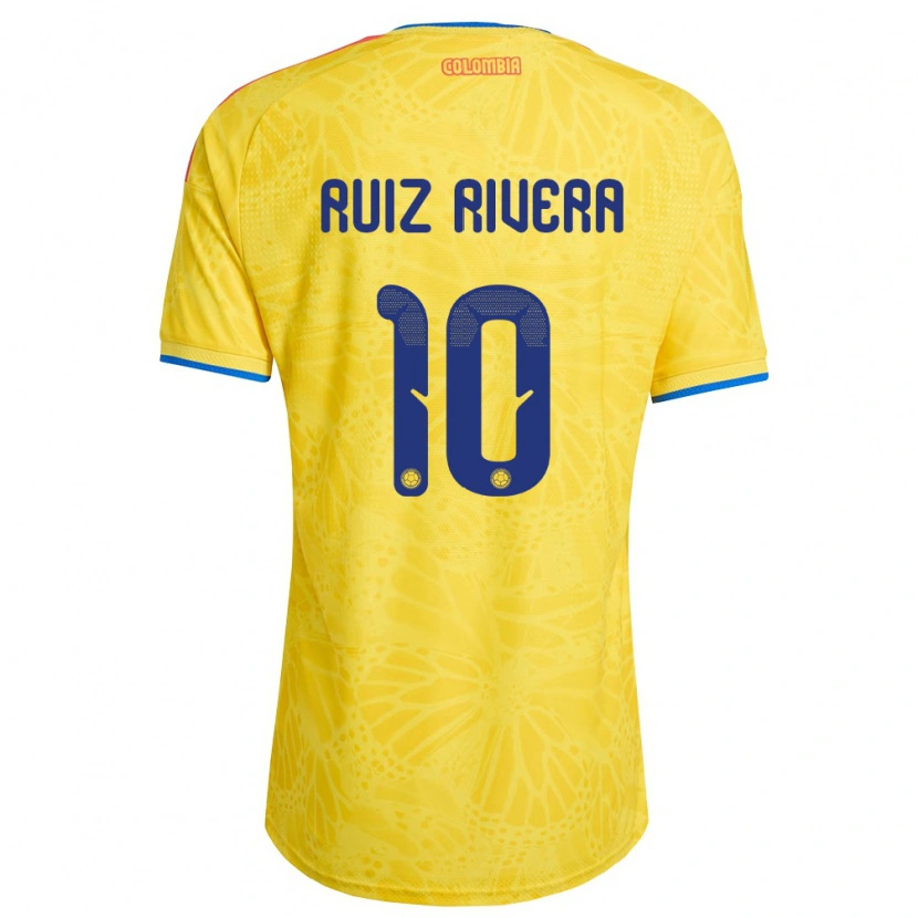 Danxen Men Colombia Daniel Ruiz Rivera #10 Yellow Blue Red Home Jersey 26-28 T-Shirt