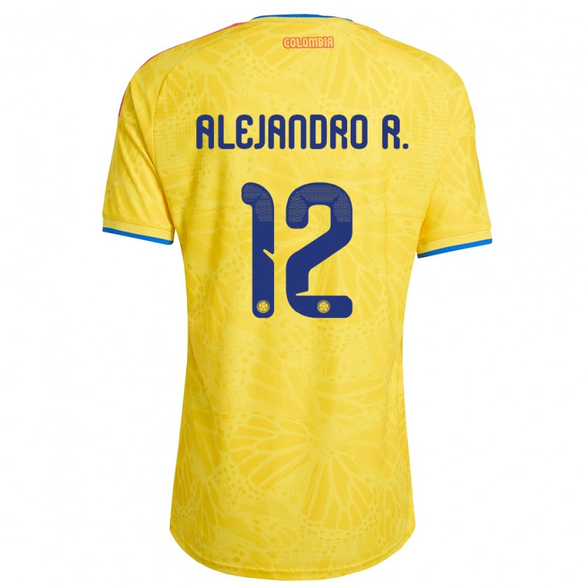 Danxen Men Colombia Alejandro Rodríguez #12 Yellow Blue Red Home Jersey 26-28 T-Shirt
