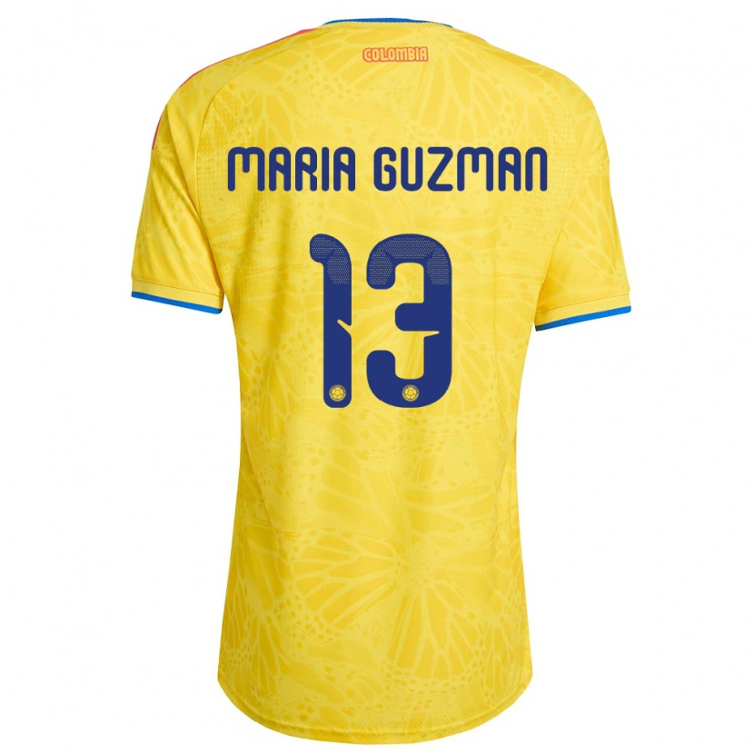 Danxen Men Colombia Ana María Guzmán #13 Yellow Blue Red Home Jersey 26-28 T-Shirt