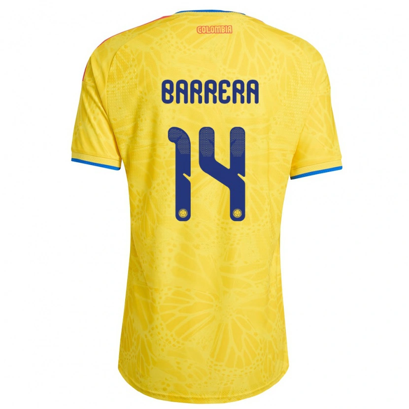 Danxen Men Colombia Jordan Barrera #14 Yellow Blue Red Home Jersey 26-28 T-Shirt