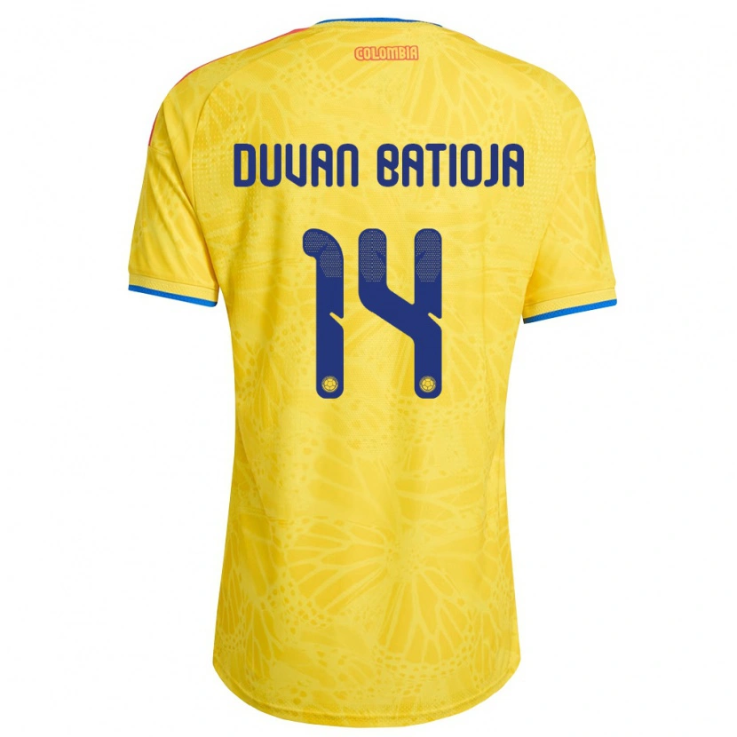 Danxen Men Colombia Andy Duván Batioja #14 Yellow Blue Red Home Jersey 26-28 T-Shirt