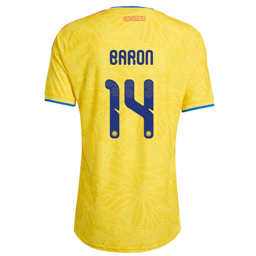 Danxen Men Colombia Ángela Barón #14 Yellow Blue Red Home Jersey 26-28 T-Shirt
