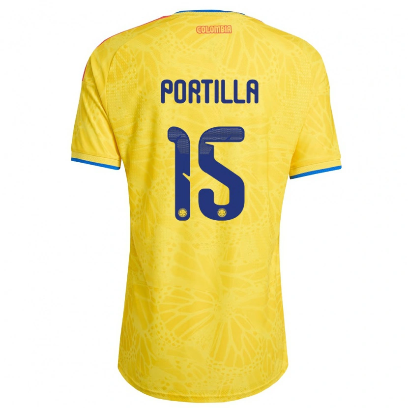 Danxen Men Colombia Juan Portilla #15 Yellow Blue Red Home Jersey 26-28 T-Shirt