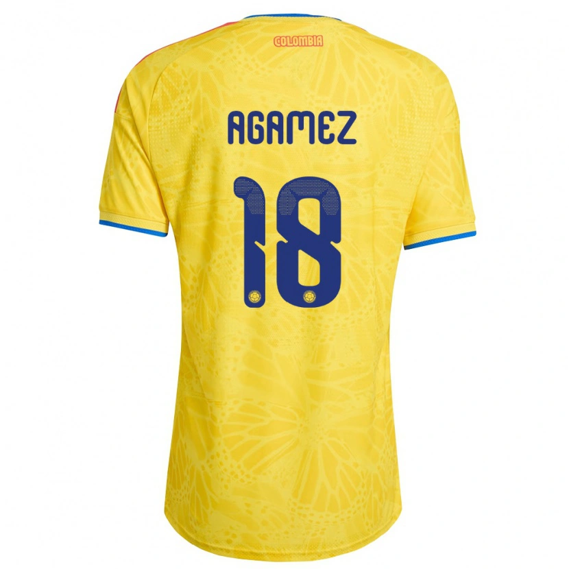 Danxen Men Colombia Miguel Agamez #18 Yellow Blue Red Home Jersey 26-28 T-Shirt