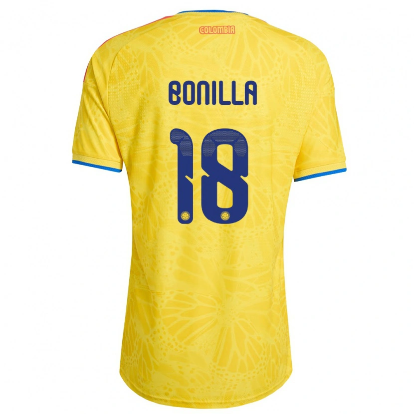 Danxen Men Colombia Wendy Bonilla #18 Yellow Blue Red Home Jersey 26-28 T-Shirt
