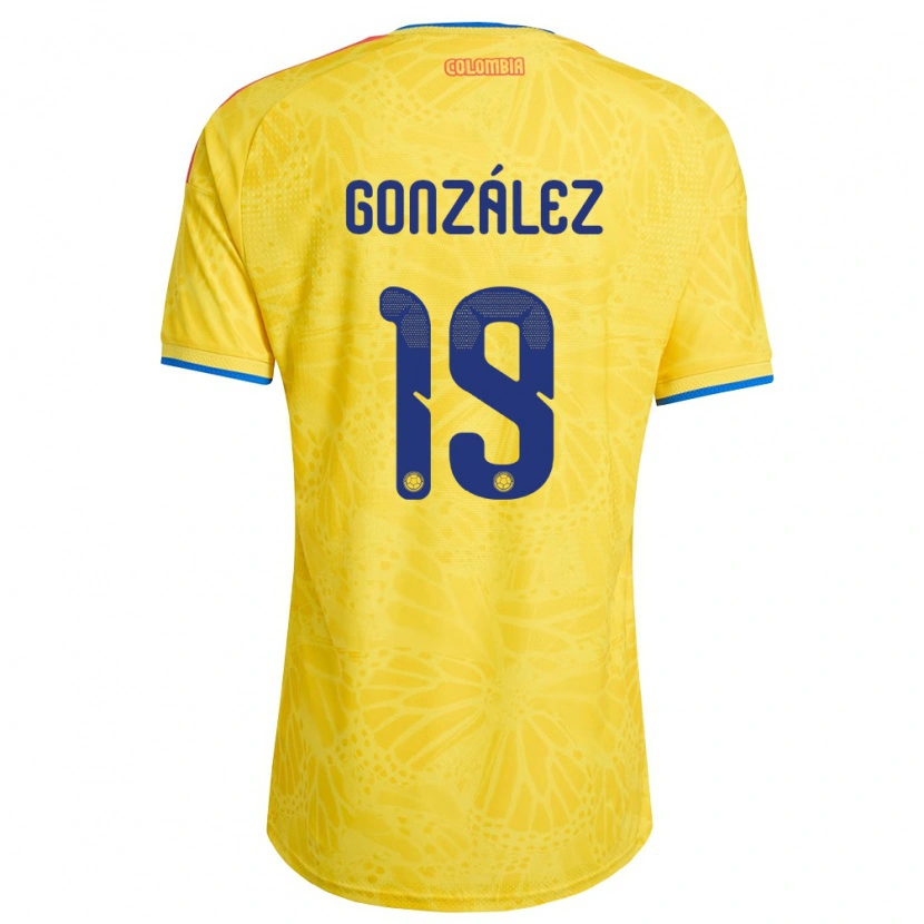 Danxen Men Colombia Kener González #19 Yellow Blue Red Home Jersey 26-28 T-Shirt