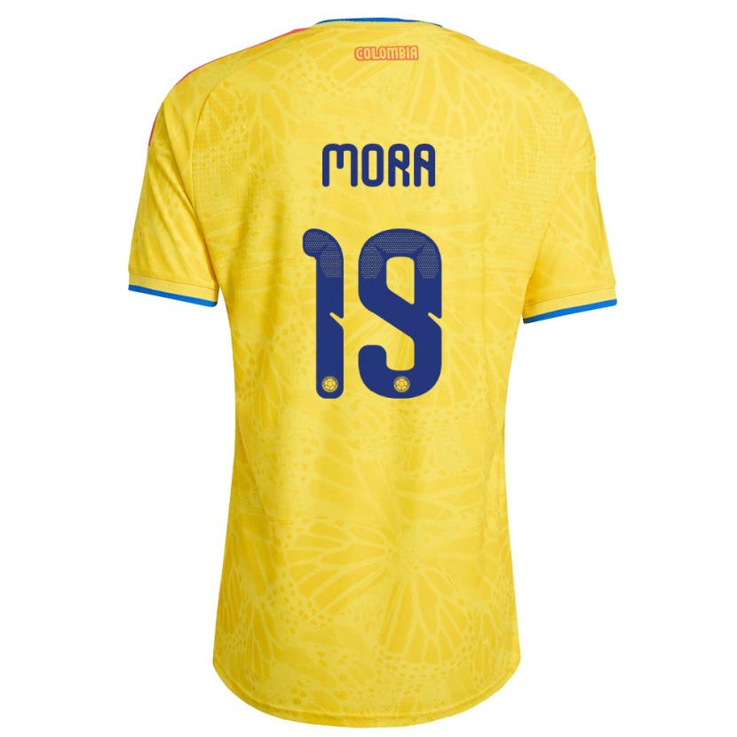 Danxen Men Colombia Ángel Mora #19 Yellow Blue Red Home Jersey 26-28 T-Shirt