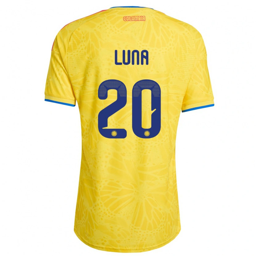 Danxen Men Colombia Daniel Luna #20 Yellow Blue Red Home Jersey 26-28 T-Shirt