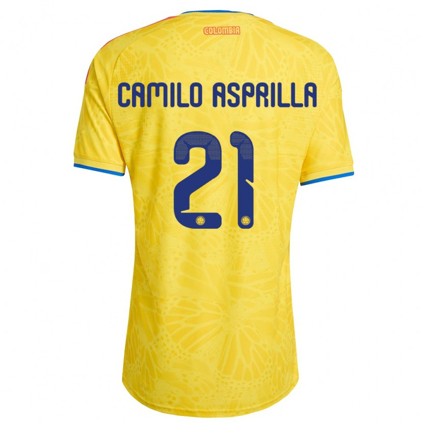 Danxen Men Colombia Juan Camilo Asprilla #21 Yellow Blue Red Home Jersey 26-28 T-Shirt