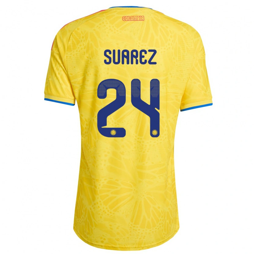 Danxen Men Colombia Luis Suárez #24 Yellow Blue Red Home Jersey 26-28 T-Shirt
