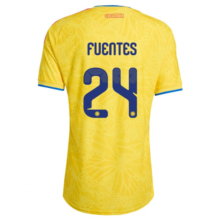 Danxen Men Colombia Gabriel Fuentes #24 Yellow Blue Red Home Jersey 26-28 T-Shirt